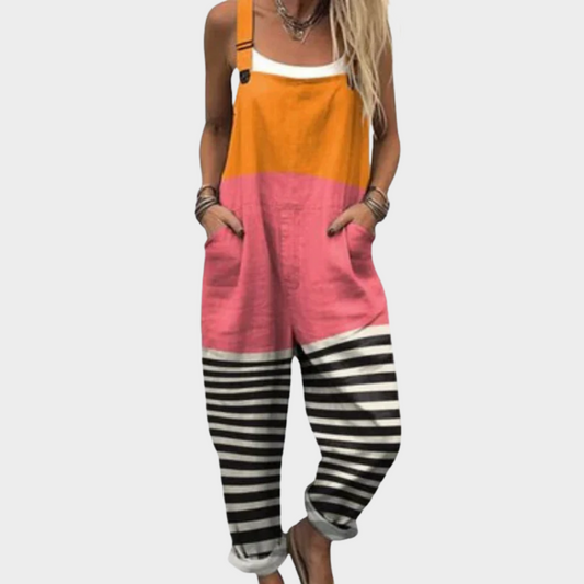 Vermeer Mode | Tuinbroek Met Contrasterende Kleuren Voor Dames