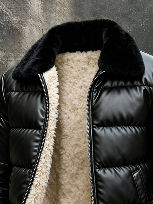 Vanhouten™ | Leren Jas Met Sherpa-voering