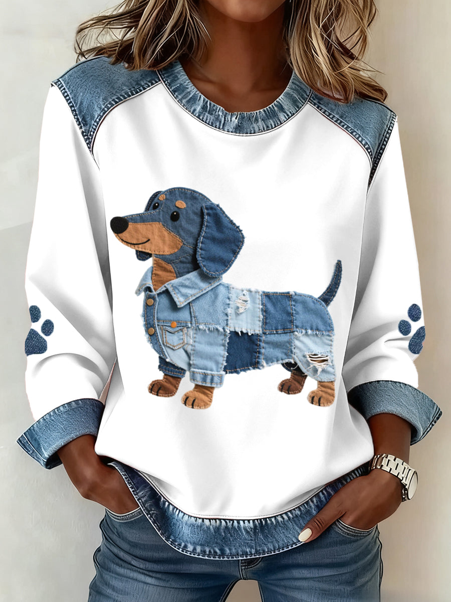 Brisa - Damestrui met patchworkmotief en teckelpatroon